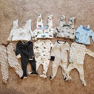Set of 9 Baby Boy 6-9mos Zip Up Sleep & Play Bundle - Gently Used or Like New